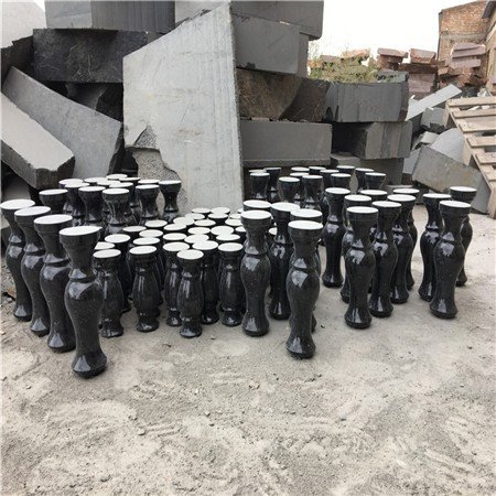 Black Granite Cemetery Vases